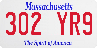 MA license plate 302YR9