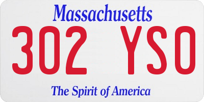 MA license plate 302YS0