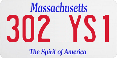MA license plate 302YS1
