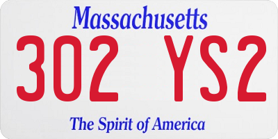 MA license plate 302YS2