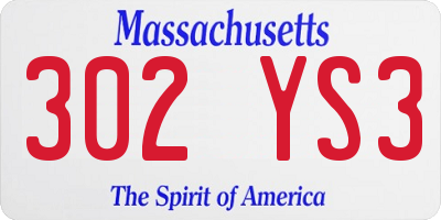 MA license plate 302YS3