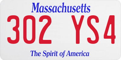 MA license plate 302YS4