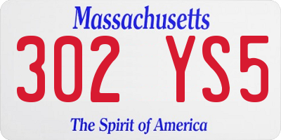 MA license plate 302YS5