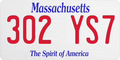 MA license plate 302YS7