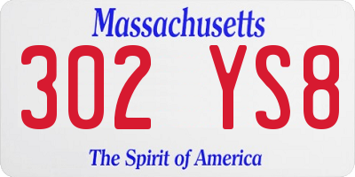 MA license plate 302YS8