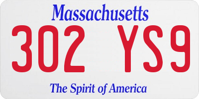 MA license plate 302YS9