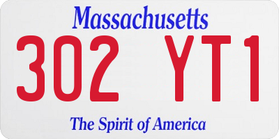 MA license plate 302YT1