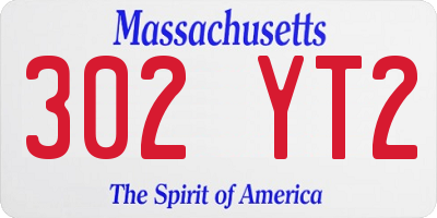 MA license plate 302YT2