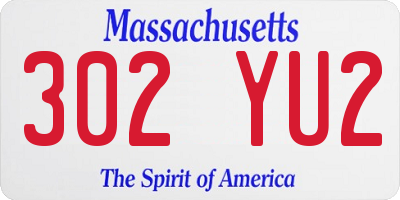 MA license plate 302YU2