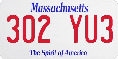 MA license plate 302YU3