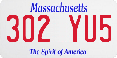 MA license plate 302YU5