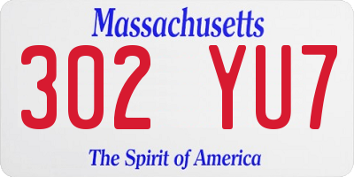 MA license plate 302YU7
