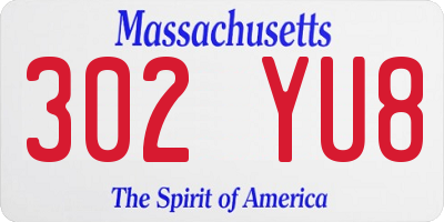MA license plate 302YU8