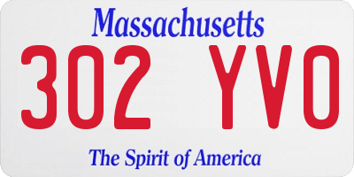 MA license plate 302YV0