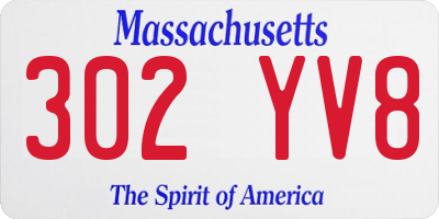 MA license plate 302YV8