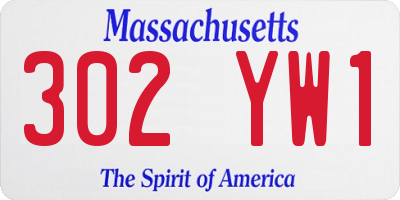 MA license plate 302YW1