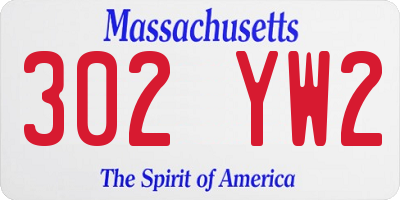 MA license plate 302YW2