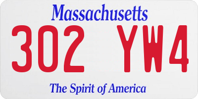 MA license plate 302YW4