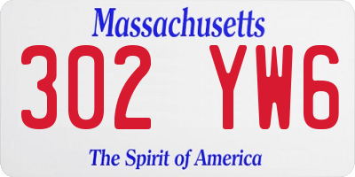 MA license plate 302YW6