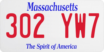 MA license plate 302YW7