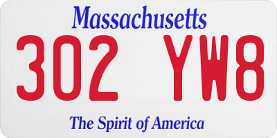 MA license plate 302YW8