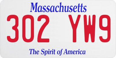 MA license plate 302YW9