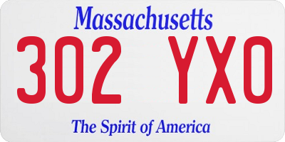 MA license plate 302YX0