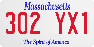 MA license plate 302YX1