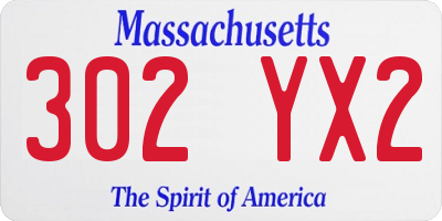 MA license plate 302YX2