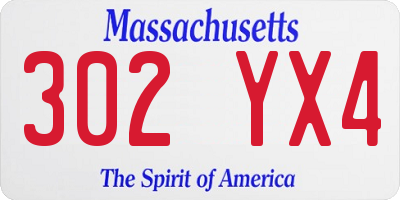 MA license plate 302YX4