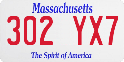 MA license plate 302YX7