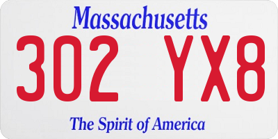 MA license plate 302YX8