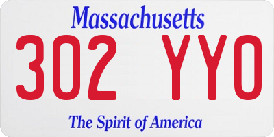 MA license plate 302YY0