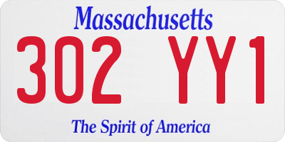 MA license plate 302YY1