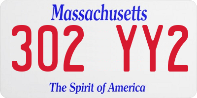 MA license plate 302YY2