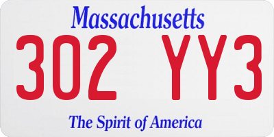 MA license plate 302YY3