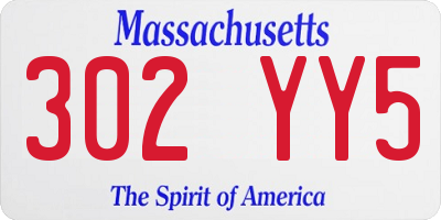 MA license plate 302YY5