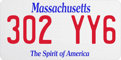 MA license plate 302YY6