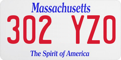 MA license plate 302YZ0