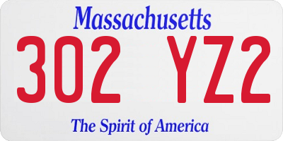 MA license plate 302YZ2