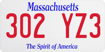 MA license plate 302YZ3