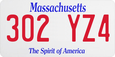 MA license plate 302YZ4