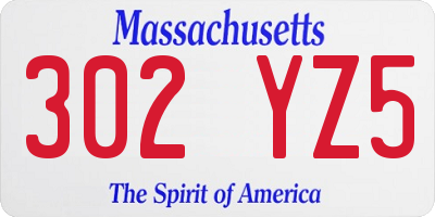 MA license plate 302YZ5