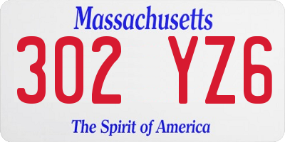MA license plate 302YZ6