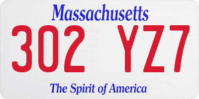MA license plate 302YZ7
