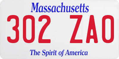 MA license plate 302ZA0