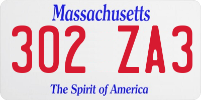 MA license plate 302ZA3