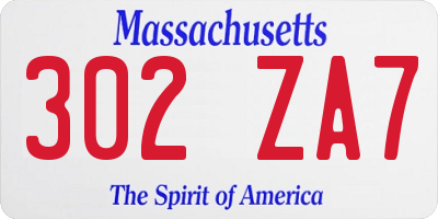 MA license plate 302ZA7