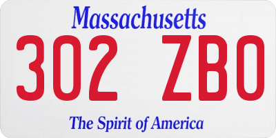 MA license plate 302ZB0