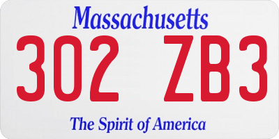 MA license plate 302ZB3